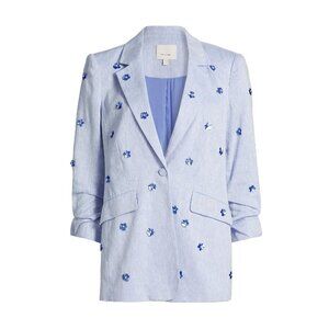 NEW Cinq a Sept Sizes 4, 6 Pearl Ditsy Kylie Linen-Cotton Single-Breasted Blazer
